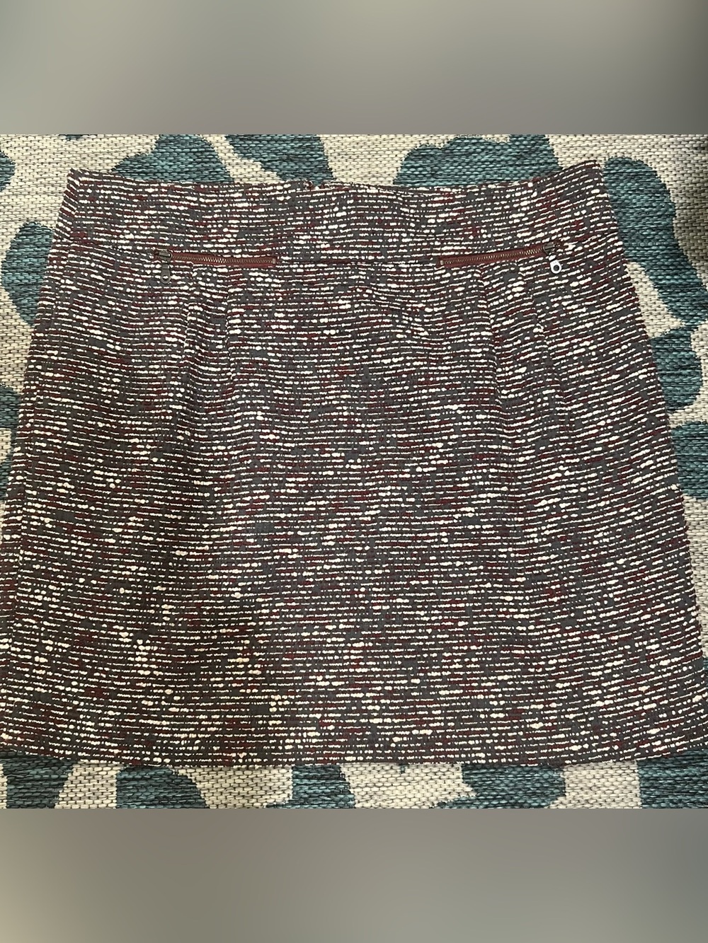 Maroon and White Tweed Skirt